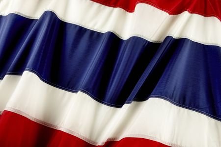 Close up shot of wavy flag of Thailand