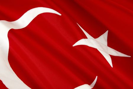 Extreme close up of wavy Turkish flag