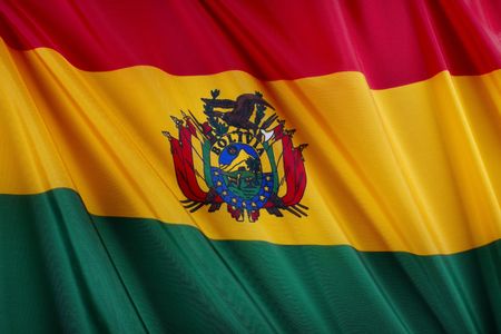 Close up shot of wavy Bolivian flagの写真素材