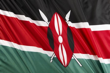 Close up shot of wavy Kenyan flagの写真素材
