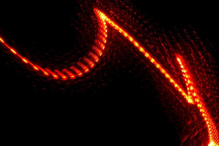 Bouncing red light shot in studio with space for copy