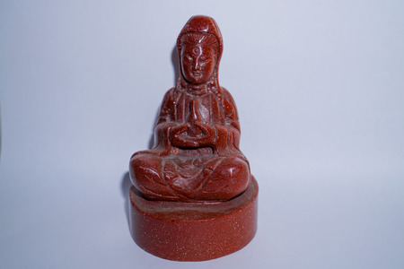 The Guan Yin wood sculptureの写真素材