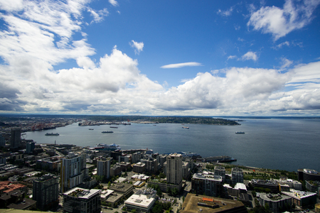 Seattle overlook on the Space Needleの写真素材