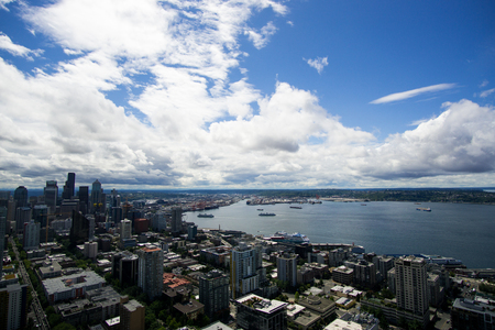 Seattle overlook on the Space Needleの写真素材