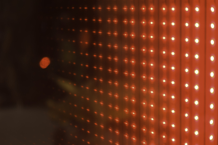 Setreo red LED cube. Many bright LEDs