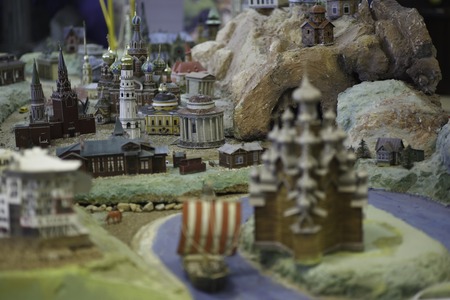 Scale model of the church with domes. Landscape.の写真素材
