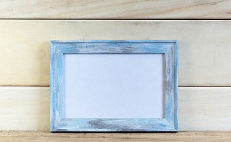 Vertical light blue frame for paintingsの写真素材