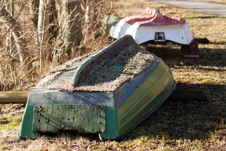 Boats ready for winterの写真素材