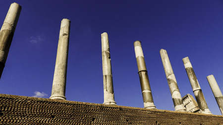 columns at the entry of the Via Sacra in Rome Via dei Fori Imperialiの写真素材