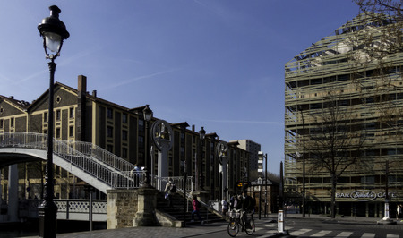 Little bridge with buildings on the canal ourqのeditorial素材