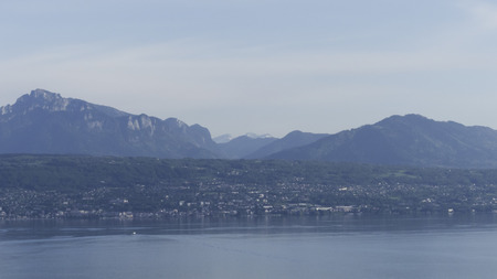 Mountains on the lakeの写真素材