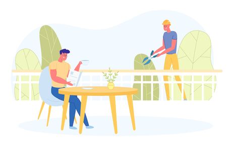Prompt Banner, Successful House Gardening Service.のイラスト素材