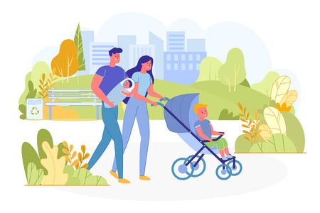 Family Members Spending Time Together in Park.のイラスト素材