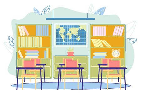 Empty Geography Classroom Interior Indoor Schoolのイラスト素材