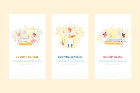 Kids Cooking or Bakery Chef School Mobile Page Setのイラスト素材