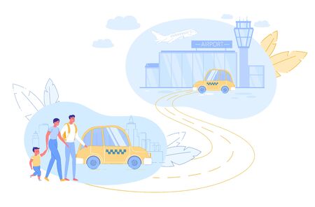Ordering Taxi Transportation to Airport Service.のイラスト素材