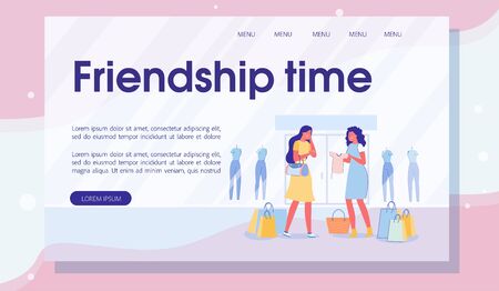 Friendship Time Trendy Flat Design Landing Pageのイラスト素材