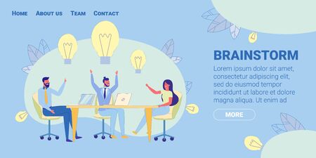 Brainstorm at Work in Team Banner, People Think.のイラスト素材