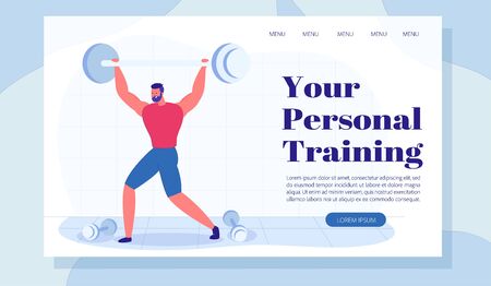 Bodybuilding, Weightlifting Training Landing Pageのイラスト素材