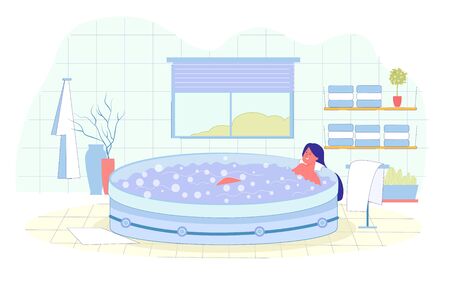 Hydromassage in Special Hot Bath with Bubbles.のイラスト素材