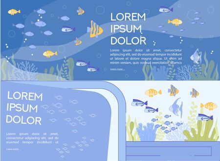Aquarium Excursion to Underwater Ocean World Setのイラスト素材