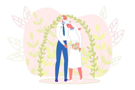 Beautiful Happy Elderly Man and Woman Weddingのイラスト素材