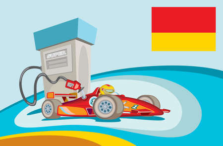 Gas station for champions cartoon illustration.のイラスト素材