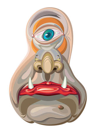 One-eye alien creature cartoon mascot. のイラスト素材