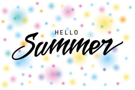 Hello summer banner. Typography poster on colorful dot background. Vector EPS10.のイラスト素材