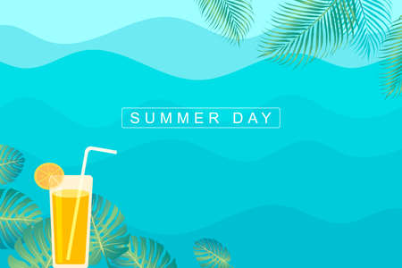 Vector orange juice pattern for colorful summer on blue backgroundのイラスト素材