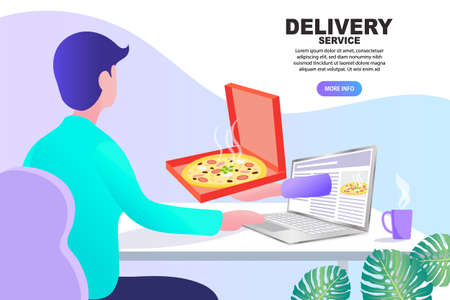 Vector illustration. Quarantine. Woman shopping online. Supermarket. Order food online. App on mobile phone. Buy at Home. Fresh Groceries. Food Delivery.のイラスト素材