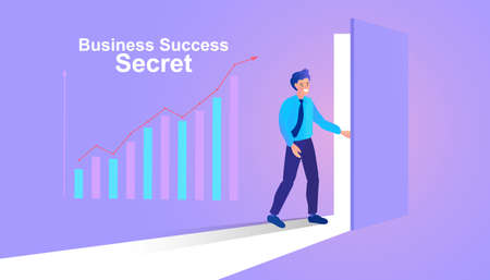 Graph to success. Mobile Currency Exchange Service. Woman using mobile app for online banking and business growing. Flat Cartoon Vector Illustrationのイラスト素材