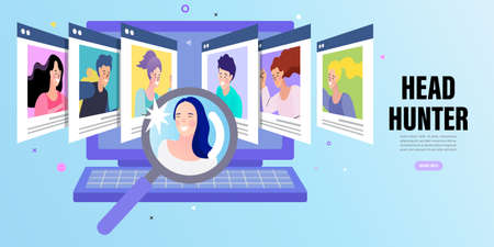 HR manager occupation. People Characters Choosing Best Candidate for Job. Human resources web banner...