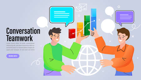 Business men meeting on the desk. The employee tells the boss about business ideas. Business meeting in office at conference table with talking businessman vector.のイラスト素材