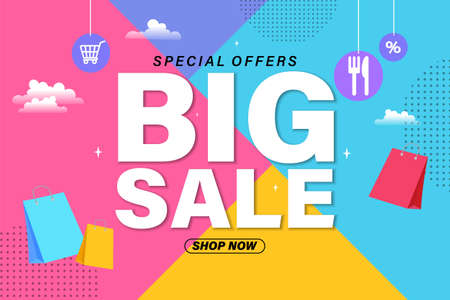 Big sale banner template design. Sale label. Modern bright vector poster. advertising discounts.のイラスト素材