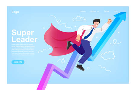 Super leader and super businessman in red capes. Man lead company or team to win and reach business target concept. smart man team leader 1st winner with champion cup celebrating success business.のイラスト素材