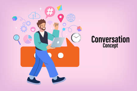 vector employee talk on video call on laptop with diverse colleagues. video conferencing at home...