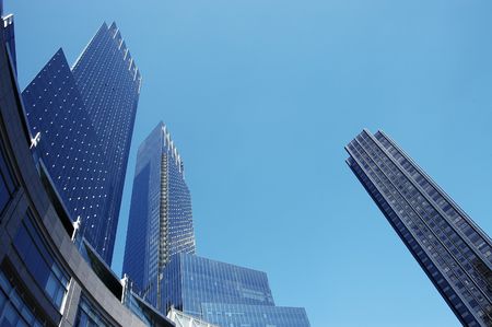The high rise buildings surrounding Columbus Square in New York City                                