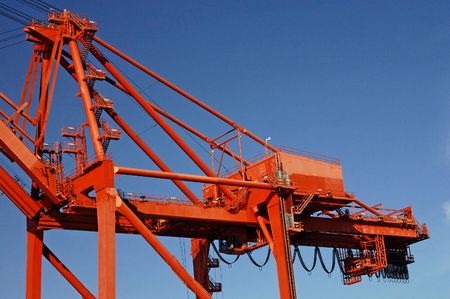 Details of a huge container terminal craneの写真素材