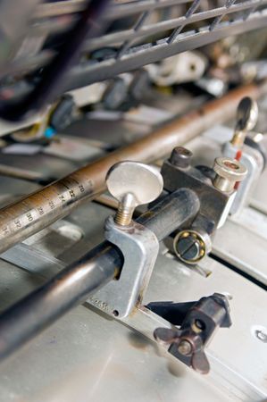 The controls of an offset printers' sheet feederの写真素材