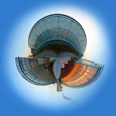 Spherized conceptual globe illustrating global warming and carbon dioxide emission using a...