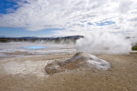 A fumarole in Hveravellir, north west Icelandの写真素材