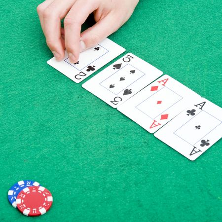The flop during a poker game