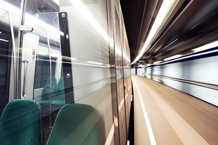 Empty train arriving at a station
