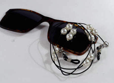 Necklace made for eyeglasses chain, sunglasses chain, adorned with beads and crystals.
