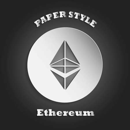 A paper style Ethereum logo on black backgroundのイラスト素材