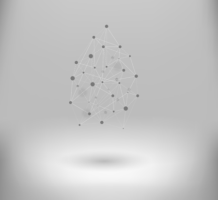 Wireframe mesh polygonal element. Abstract form with connected lines and dots. infographic elements. Vector science Polygonal background. Futuristic HUD background.のイラスト素材