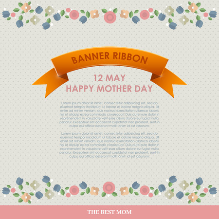 Vintage Happy Mothers's Day Background. Happy mothers day cards flatのイラスト素材