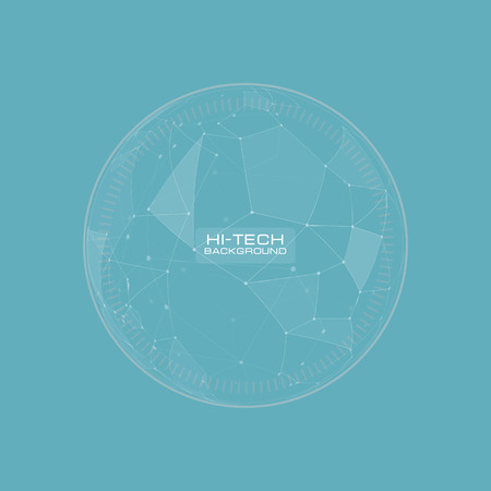 Wireframe mesh polygonal element. Sphere with connected lines and dots.のイラスト素材