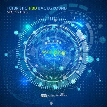 Abstract Futuristic blue virtual graphic touch interface HUD. Connection structure. Vector science background. Abstract blue background. Vector illustration.のイラスト素材